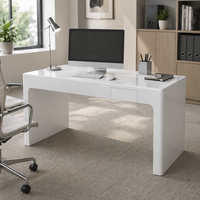 Bureau de direction moderne personnalisé, poste de travail en pierre de surface solide blanche, en forme de U, monoplace, table de bureau écologique
