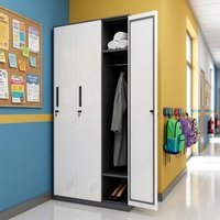 Armoire à vêtements en acier sur mesure pour enfants, démontable, 3 portes, en métal, avec serrure à clé et fermeture automatique, pour usage domestique et commercial