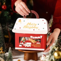 Boîtes de friandises de Noël avec fenêtre transparente et poignée, boîtes décoratives pour biscuits et bonbons, pour cadeaux de fête