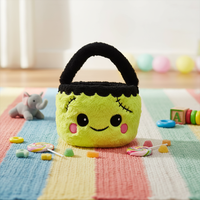 Seau à bonbons en peluche mignon pour Halloween, sac de truc ou treat Frankenstein, panier cadeau en fausse fourrure douce pour enfants, fournitures de fête de fin d'année