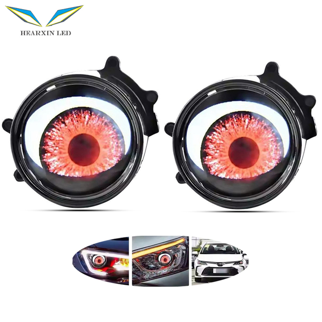 Hearxin 23 Models Wifi Control Retrofit Kits Devil Eyes Light Lens 12V 3 Inch Fog Lights Modify Dynamic Demon Eyes Led Headlight