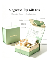 Boîte cadeau carrée vert sauge, boîte rigide magnétique de luxe légère, boîte cadeau pour fleurs écologique faite à la main, personnalisable