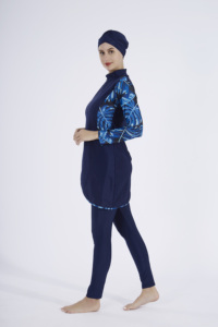 3pcs Strip Splicing Print Zipper Burkini Maillot <span class=keywords><strong>de</strong></span> <span class=keywords><strong>bain</strong></span> avec <span class=keywords><strong>bonnet</strong></span> <span class=keywords><strong>de</strong></span> <span class=keywords><strong>bain</strong></span> Long Floral Burkini Maillot <span class=keywords><strong>de</strong></span> <span class=keywords><strong>bain</strong></span> <span class=keywords><strong>Elegant</strong></span> Full Cover Burkini - Product Image 4