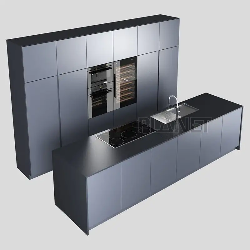 Темно-синий кухонный шкаф со столом, потолком, кухонный полуостров, дешевые кухонные шкафы 90 см
