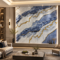 Panneau mural en PVC doré imperméable moderne, feuille de marbre UV pour usage domestique et en salle de sport