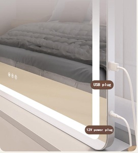 Nhà Máy Bán buôn chiếu sáng thông minh LED Gương trang điểm chống sương mù vuông khung kim loại màn hình cảm ứng máy tính để bàn Plug-in Gương trang điểm - Product Image 6