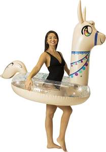 Glitter Llama Shape PVC <b>Inflatable</b> Pool <b>Float</b> Large Ride-On Swim Ring for Adults MAKE WAVES - Product Image 6