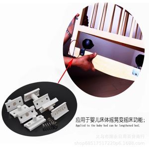 Accesorios abatibles para cuna de bebé, piezas de plástico blancas, mecanismo de volteo con bola de acero, fácil instalación para viga de base de cuna infantil - Product Image 4