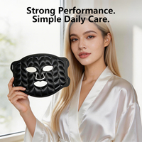 Masque facial LED professionnel ILUXRED avec logo personnalisé, 4 puces LED, 7 couleurs, en cuir, sans fil, rechargeable, appareil de luminothérapie pour le visage