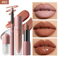 Coffret cadeau maquillage lèvres 4 en 1 : crayon à lèvres, rouge à lèvres mat, rouge à lèvres liquide, huile à lèvres, 8 teintes, coffret cadeau cosmétique pour les lèvres, Brillo Labial