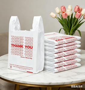 Sacs gilet en plastique jetables durables en gros, sacs T-shirt en PE avec poignée longue, impression sérigraphique, export en vrac pour l'Amérique du Nord - Product Image 1