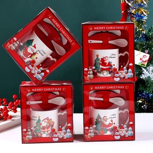 TC - Cadeaux promotionnels bon marché très demandés - Décorations <span class=keywords><strong>de</strong></span> table pour enfants - Ensemble cadeau tasse en céramique, cuillère et sous-verre - Tasse à café <span class=keywords><strong>de</strong></span> Noël - Product Image 2
