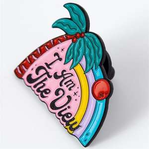 Usine en Chine, je suis la vue épingle en émail illustration des années 70 palmiers noix <span class=keywords><strong>de</strong></span> coco coucher <span class=keywords><strong>de</strong></span> soleil insigne <span class=keywords><strong>de</strong></span> plage insigne d'épinglette en métal rétro - Product Image 3