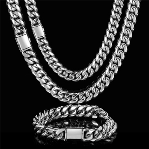 Colar Personalizado com Logo em Cadeia Miami Cuban Link de Aço Inoxidável Banhado a Ouro 18k para Homens, 8/10/12/14mm - Product Image 3