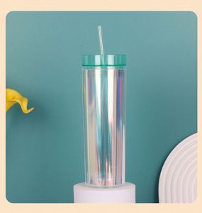 Custom 500Ml 16Oz Colorful Transparent Plastic Cup Stylish Home-Use Beverage Juice Cup for Women Water Tumbler Cup With Straw - Product Image 6