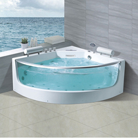 Baignoire multifonctionnelle en acrylique pour spa, jacuzzi pour 2 personnes, baignoire d'angle avec massage par remous en verre