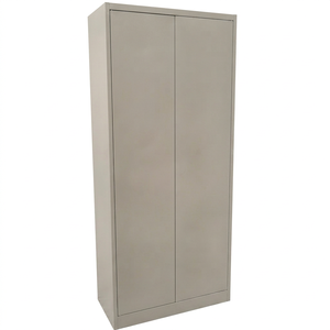 Armoire de rangement moderne à deux portes en acier gris clair pour bureau à domicile, armoire à dossiers métallique, casier pour salle des déchets, école ou bureau - Product Image 1
