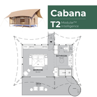 Tente de glamping personnalisée de haute qualité BOTEEN, tissu PVDF/PVC, lodge de safari, avec salle de bain, tente de glamping écologique de luxe pour la famille
