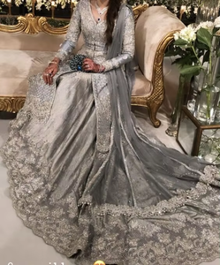 Custom Indian/Pakistani Long <b>Jacket</b> Lehenga with Heavy Embroidered Detailing - Product Image 6