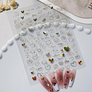 Pegatinas de Uñas 3D con Corazón Dorado Láser para el Día de San Valentín, Adhesivos de Plástico con Diseño de Amor, Arte de Uñas 3D Artístico - Product Image 4