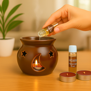 Jasmine Ceramic Scent Diffuser Gift <b>Set</b> with <b>Essential</b> <b>Oil</b> and Tealight Candles Wholesale Aromatherapy Home Decor Collection - Product Image 1