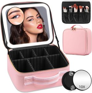 Estuche <span class=keywords><strong>de</strong></span> <span class=keywords><strong>Maquillaje</strong></span> <span class=keywords><strong>de</strong></span> Cuero PU <span class=keywords><strong>con</strong></span> Cierre LED, Espejo y Luz, Estuche <span class=keywords><strong>de</strong></span> Almacenamiento Impermeable <span class=keywords><strong>de</strong></span> Gran Capacidad, Bolsa <span class=keywords><strong>de</strong></span> Cosméticos <span class=keywords><strong>con</strong></span> Luz LED - Product Image 1