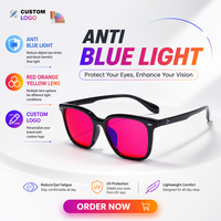 Lunettes QSKY carrées en TR90 avec verres rouge-orange 99 %, anti-lumière bleue, anti-fatigue, pour le jeu sur ordinateur et favorisant le sommeil