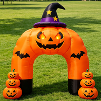 Arche de citrouille gonflable géante pour Halloween, lumières LED, étanche, alimentée par batterie, durable, installation facile pour décorations de vacances en extérieur