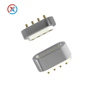 Adsorpsiyon tipi akıllı giyilebilir 4-Pin pist şekli manyetik konnektörler için özel Pogo Pin manyetik konnektörler