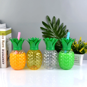 Vasos de plástico para beber en frío de verano para fiesta de gran capacidad de 500ml, bonito diseño de fruta, taza en forma de piña de <span class=keywords><strong>fresa</strong></span> <span class=keywords><strong>con</strong></span> pajita - Product Image 3