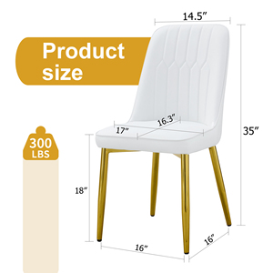 <span class=keywords><strong>2</strong></span> chaises de salle à manger modernes avec dossier en cuir PU élégant et pieds en métal doré pour le confort à la maison dans la cuisine, la chambre ou le bureau - Product Image 4