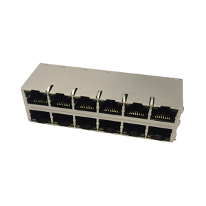 مقبس مرصع بقاعدة 45 و 6 منافذ RJ45 مقبس RJ45 x موصل rjeternet المغناطيسية Rj45 تمر عبر الموصل - Product Image 2