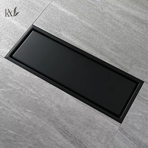 <span class=keywords><strong>Desagüe</strong></span> de Piso para Baño, Ducha o Bañera, Rectangular, de Acero Inoxidable, Color Negro Mate, Diseño Lineal, Duradero - Product Image 2