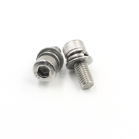 Vis à tête moletée en acier inoxydable A2-70 à six pans creux avec rondelle plate à ressort, filetage complet, pour l'électronique, usine OEM