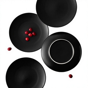 Steak Porcelain Matte <b>Black</b> 8.5 Inch Microwave Safe Nordic Wind Design Solid Household Flat Shallow Restaurant Dish <b>Plate</b> - Product Image 1