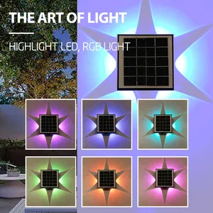Lampu Dinding Led tahan air 60w, lampu dinding Led warna RGB/cahaya putih hangat Panel surya kualitas tinggi