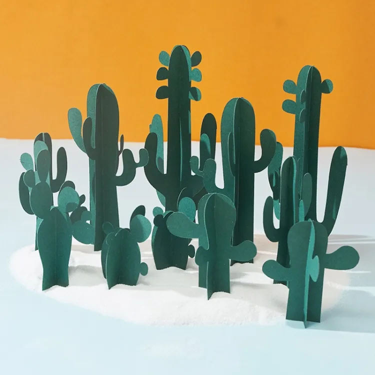 Papel de playa en miniatura 12 en 1, Cactus cortado, decoración de paisaje de playa, accesorios de fotografía, Fondo de papel para fotografía