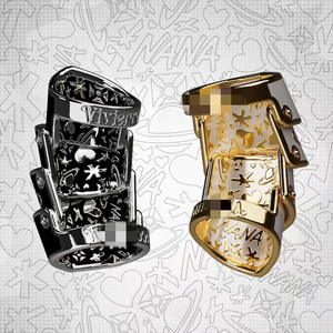 Anello Stile <span class=keywords><strong>NANA</strong></span> di Alta Qualità, Anello Punk Cool con Design Saturno Nero e Oro - Product Image 2