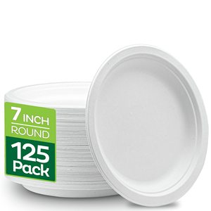 Assiettes en papier jetables, biodégradables, compostables, écologiques, de style américain, technique Celadon, avec revêtement UV, qualité médicale, 6'' 7'' - Product Image 1
