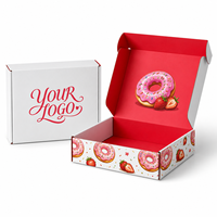 Boîte d'expédition alimentaire en carton ondulé imprimée en couleur personnalisée, emballage recyclable pour pâtisseries, beignets, biscuits, gâteaux et desserts