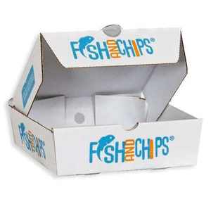 Cajas Premium para Pescado y Patatas Fritas, Blancas y Marrones, con Logotipo Personalizado Impreso, Cajas Desechables para Comida para Llevar - Product Image 3