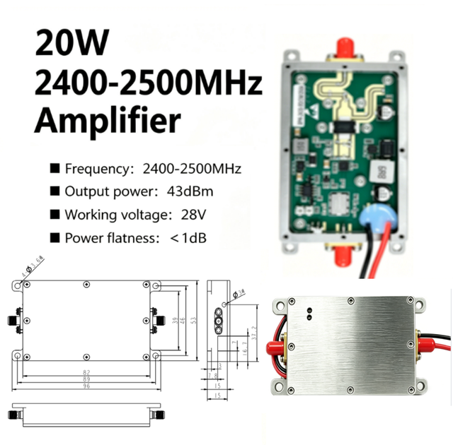 2400-2500MHz 20W RF Power Amplifier Module 2.4GHz 43dBm High Efficiency Wireless Communication Amplifier Module