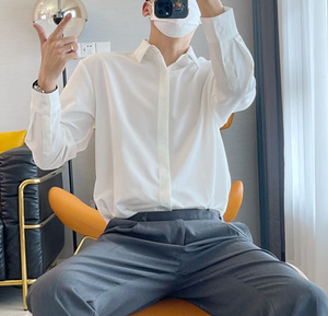 M-2XL hommes édition coréenne Non fer à manches longues chemise printemps mode décontracté simple boutonnage chemise haut Streetwear - Product Image 3