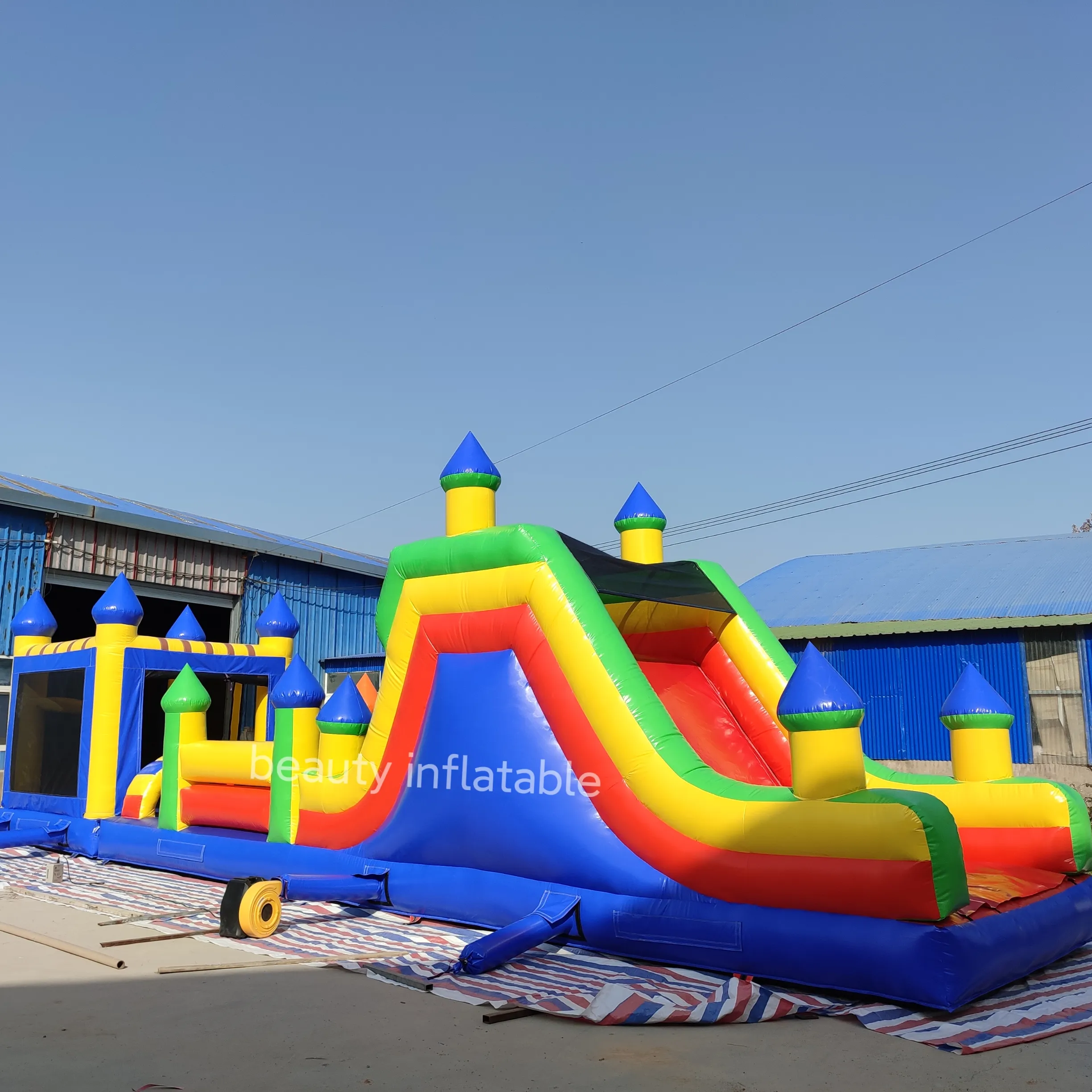 commercial 46ft long inflatable obstacle course with detachable bounce house obstacle course combo for party business
