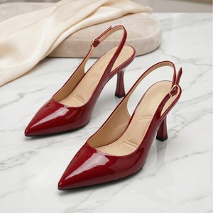 Zapatos de Tacón Alto de <span class=keywords><strong>Charol</strong></span> Blanco de 8 cm, con Punta en Pico y Diseño Slingback, Elegantes para Mujer, Marca Xuanhui Fashion - Product Image 4