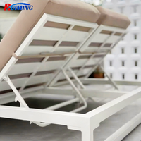 Tumbona doble moderna con marco de aluminio, tumbona negra para Patio, jardín, piscina, tumbona impermeable, resistente a los rayos UV para exteriores