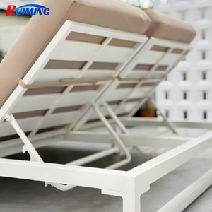 Moderne <span class=keywords><strong>Aluminium</strong></span> Frame Dubbele Ligstoel Zwarte Patio Tuin Zwembad Zonnebank Waterdicht Chaise Lounge Uv-Bestendig Buiten - Product Image 3