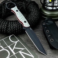 Couteau EDC portable de survie en plein air avec manche complet, haute dureté, petite lame fixe droite avec étui Kydex pour le camping et la chasse