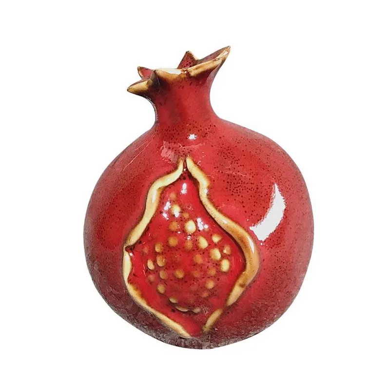 El yapımı Vintage İsrail yahudi yeni yıl ev festivali dekor seramik Mini kırmızı meyve şekli nar vazo