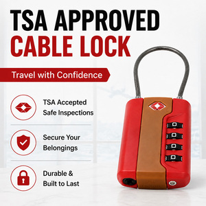 <span class=keywords><strong>Cadenas</strong></span> <span class=keywords><strong>de</strong></span> <span class=keywords><strong>voyage</strong></span> à combinaison à 4 chiffres, approuvé <span class=keywords><strong>TSA</strong></span>, bicolore rouge-brun, avec anse en fil d'acier résistant aux coupures - Product Image 2